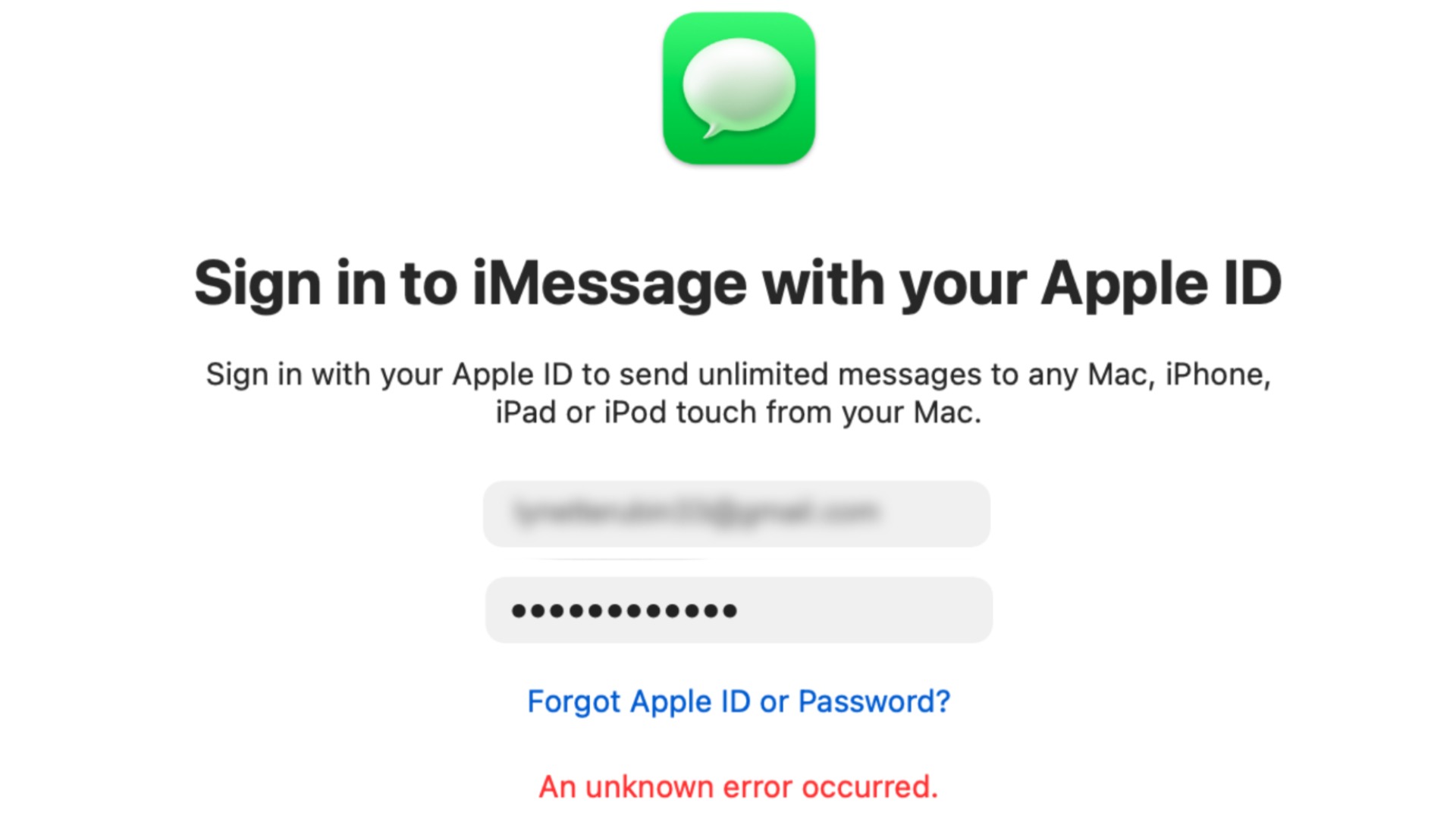 Apple-iMessage-Unknown-Error