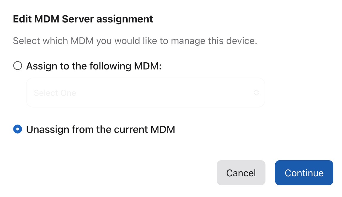 Unassign from the current MDM